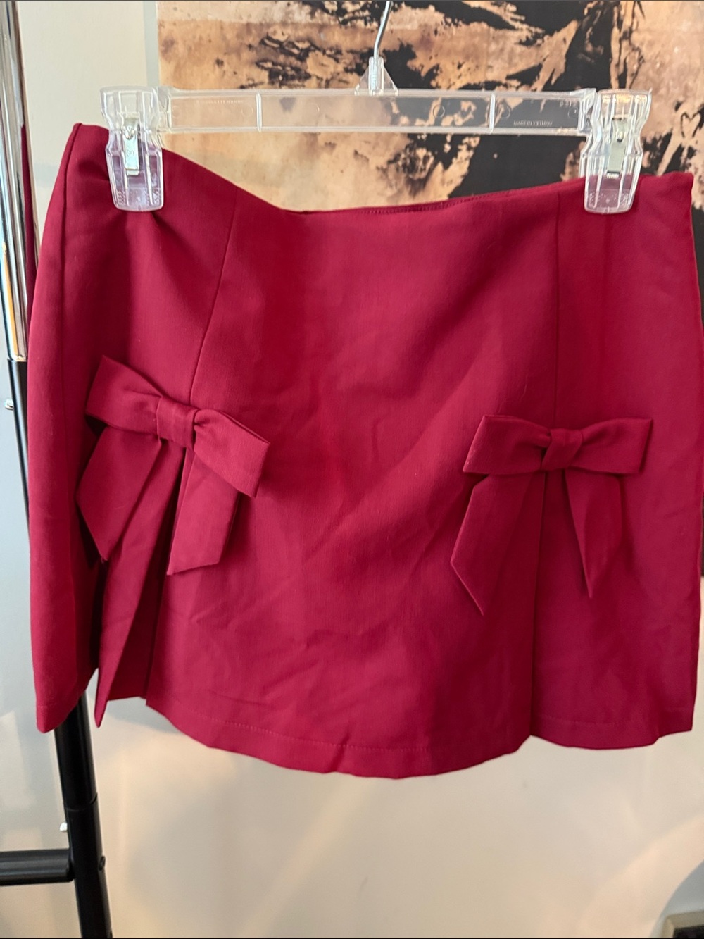 Altar'd State Burgundy Mini Skirt with Bow Accents